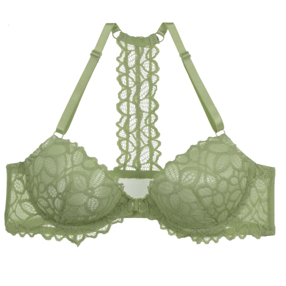 New!! T-Back sexy push up bra olive green